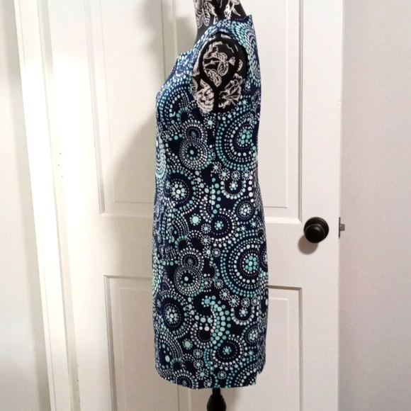 🎊HTF Vineyard Vines🎊 - Blue/White Confetti Dots Circles Stretch Sheath Dress - Picture 7 of 16